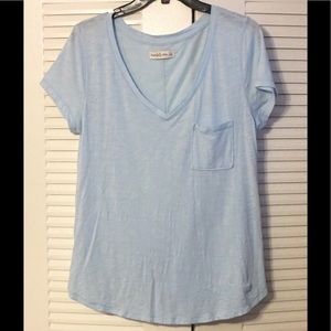 ABERCROMBIE & FITCH BLUE COTTON V-NECK TEE SHIRT